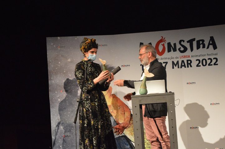 Laura Gonçalves and Fernando Galrito, the artistic director of the Monstra Festival