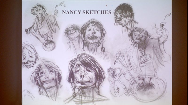 Sketches of Nancy Denney-Phelps by Joanna Quinn.