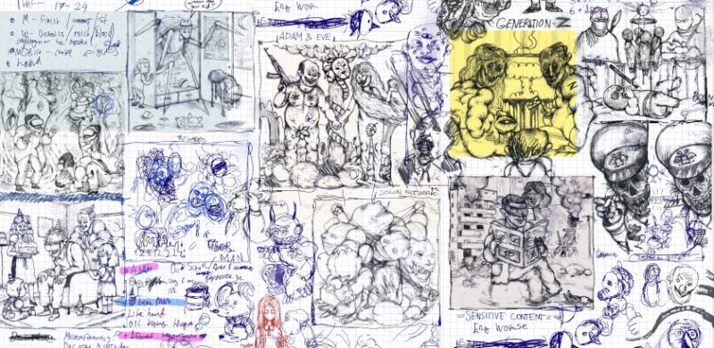 Sketches for 'Spooky Loops' animation Stas Santimov