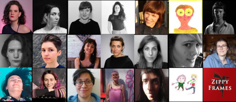 Collage of indie women animation directors headshots