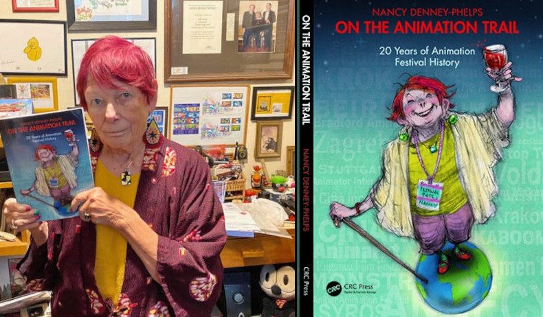 Collage of Nancy Denney-Phelps and her book