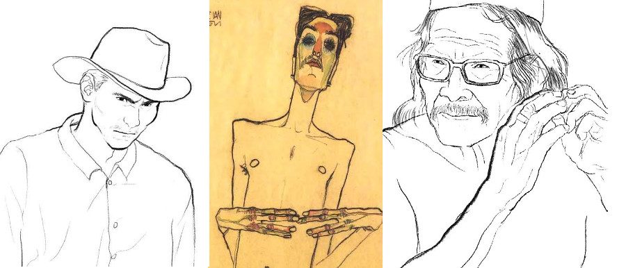 Nimuendaju drawings inspired by Egon Schiele